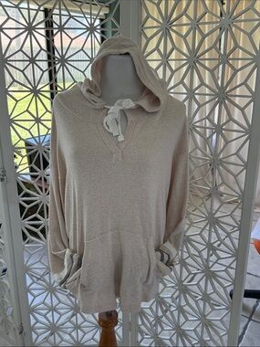 Market & Spruce Light Beige Hooded Pullover Sweatshirt